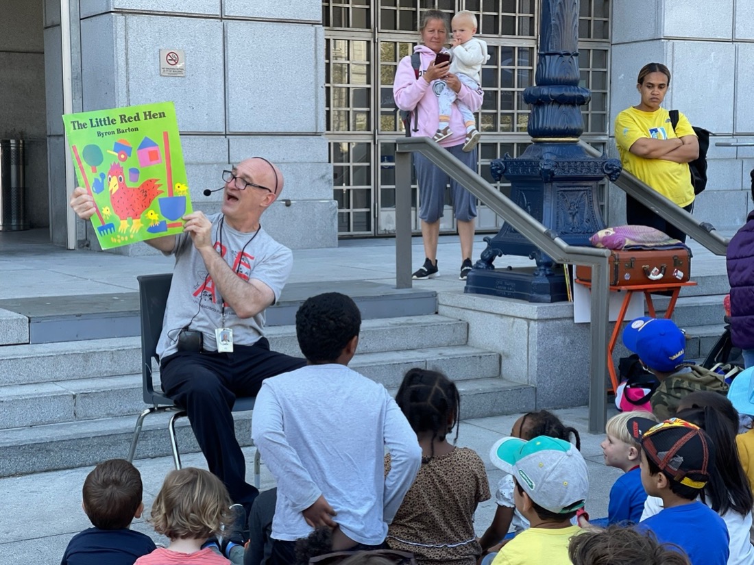 The Main Children’s Center brought the community together for a special storytime, book giveaway, bubble-making, a clown performance and more at the April 2022 Family Fun Day on the Fulton Street steps