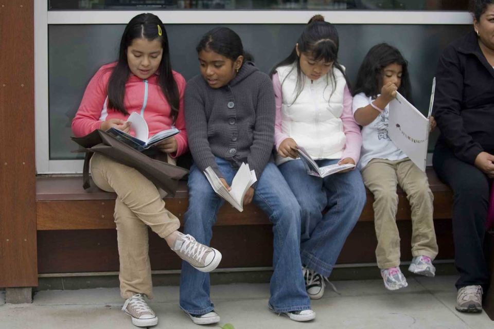 young girls reading