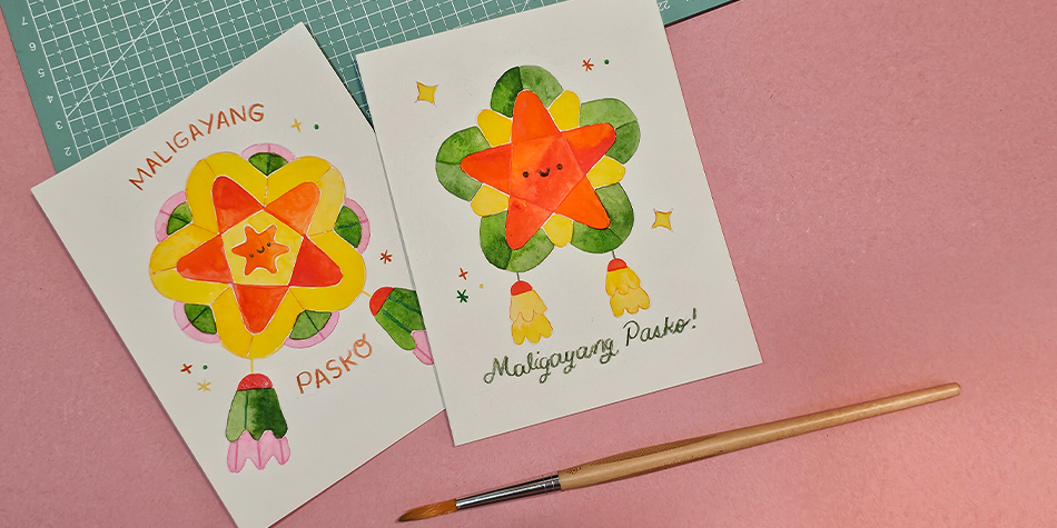 Painting Parol Christmas Cards at San Francisco Main Library