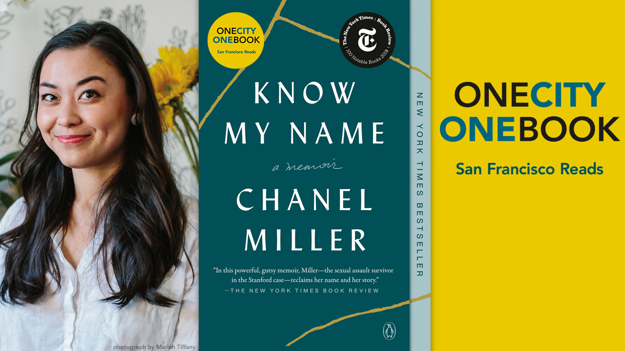 Author Chanel Miller with the cover of her book