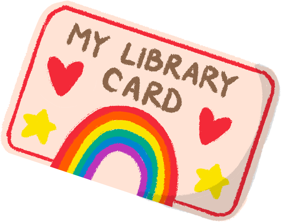 Tan library card with red heart