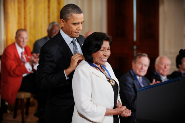 Sylvia Mendez receiving the Presidential Medal of Freedom from President Obama, 2011