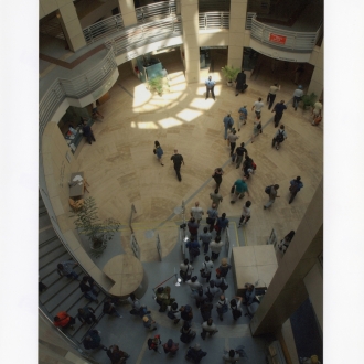 People in the Main Library atrium, 1996