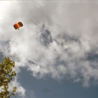 Parachutist on Opening Day of New Main Library, 1996