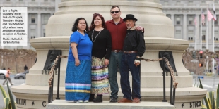 Claudene Boyer, LaNada Warjack, Theodore Means and Eloy Martinez, all of whom were among the original occupiers of Alactraz. Photo: Hulleah J. Tsinhnahjinnie