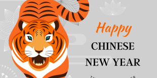 Grey &amp; Orange Happy Lunar New Year Tiger Flyer.png