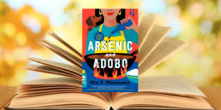 Booked banner for Mia Manansala&#039;s Arsenic and Adobo - Mysteries at Milk Memorial (458 x 306 px).png