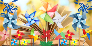 Upcycle Library Materials paper pinwheels Booked banner template.png