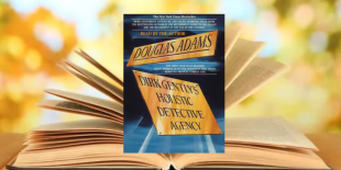 Booked banner for Douglas Adams&#039; Dirk Gently&#039;s Holistic Detective Agency - Mysteries at Milk Memorial (458 x 306 px).png