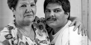 Black-and-white photography of Jesse with his grandmother.