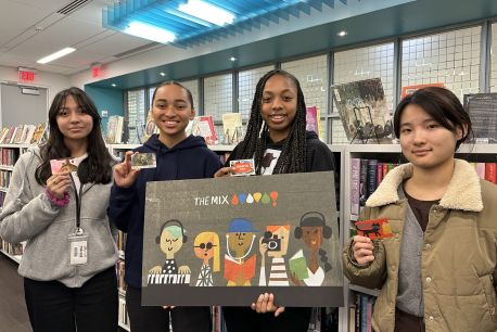 Interns with library cards