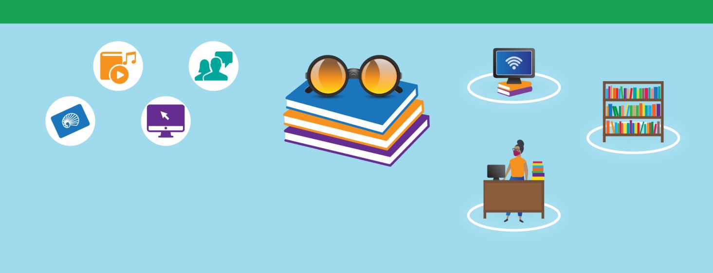 Browse and Bounce. Visit locations for in-person browsing in the stacks and use public computers.