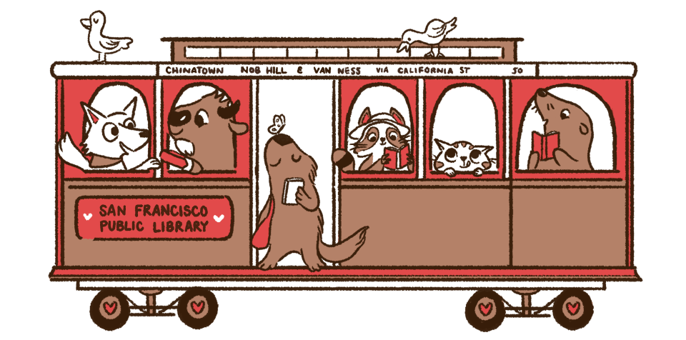An illustration of animals riding a cable car with a header that says, "Read".