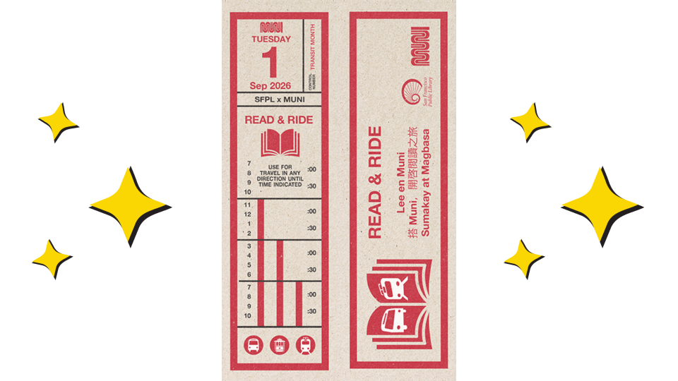 Read &amp; Ride challenge bookmark prize, which looks like a vintage Muni fare ticket.