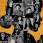 A silhouette of a woman&#039;s face in profile is on a yellow background. The silhouette is made up of a collage of black and white photos of women&#039;s faces.