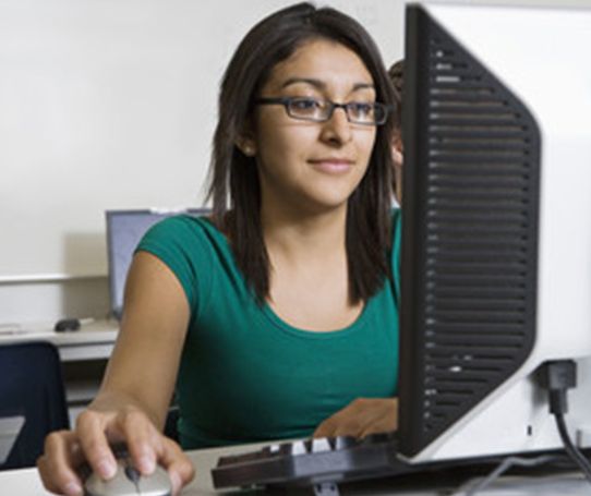 teen using computer